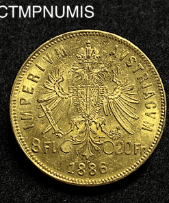 ,AUTRICHE,8,FLORIN,20,FRANCS,OR,1886,