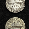 1,KREUZER,WURTTEMBERG,1861,BAVIERE,1869,