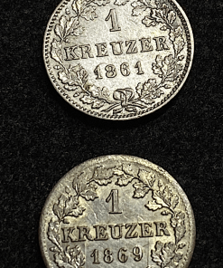 1,KREUZER,WURTTEMBERG,1861,BAVIERE,1869,