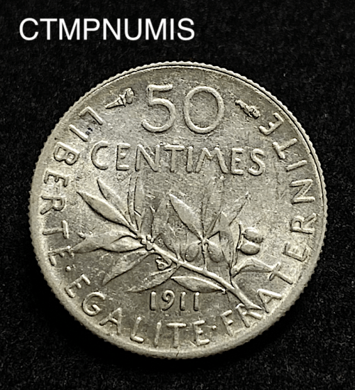 ,50,CENTIMES,ARGENT,SEMEUSE,1911,