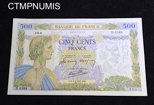 ,BILLET,500,FRANCS,LA,PAIX,3,9,1942,