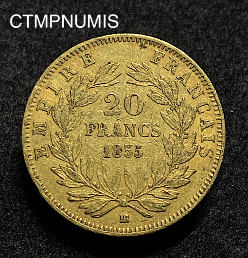 ,20,FRANCS,OR,NAPOLEON,1855,STRASBOURG,CHIEN,