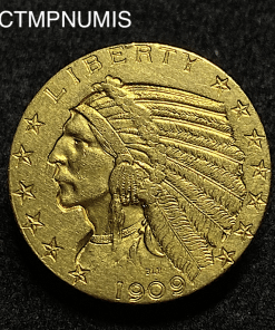 ,ETATS,UNI,5,DOLLAR,OR,INDIEN,1909,