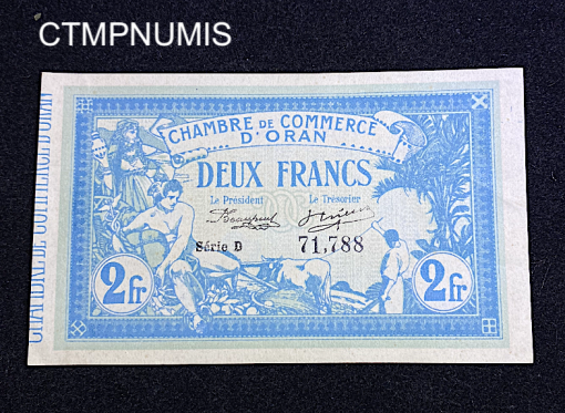 ,BILLET,ALGERIE,2,FRANCS,1915,ORAN,