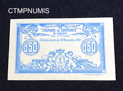 ,BILLET,ALGERIE,50,CENTIMES,ORAN,1915,