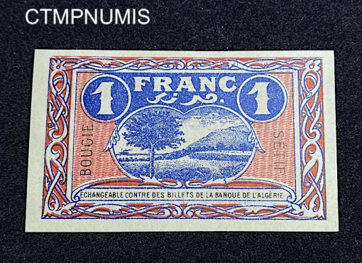 ,BILLET,ALGERIE,1,FRANC,BOUGIE,SETIF,1918,