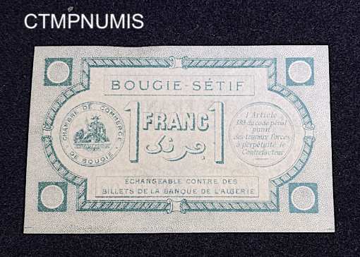 ,BILLET,1,FRANC,BOUGIE,SETIF,1915,