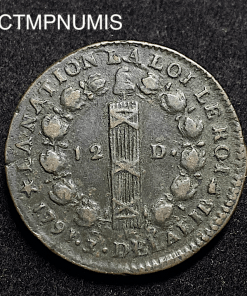 ,MONNAIE,LOUIS,XVI,12,DENIERS,1791,MA,MARSEILLE,