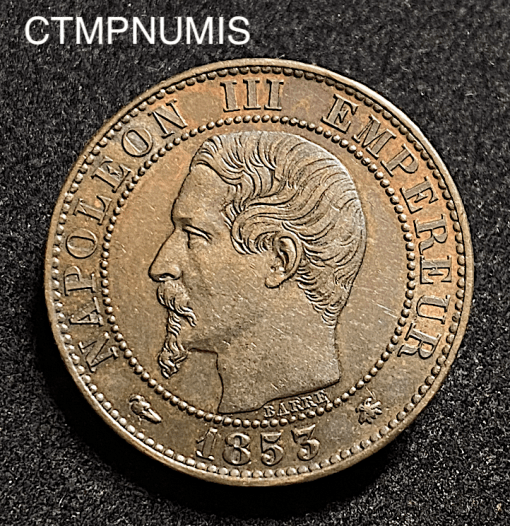 ,MONNAIE,EMPIRE,5,CENTIMES,NAPOLEON,1853,BB,STRASBOURG,