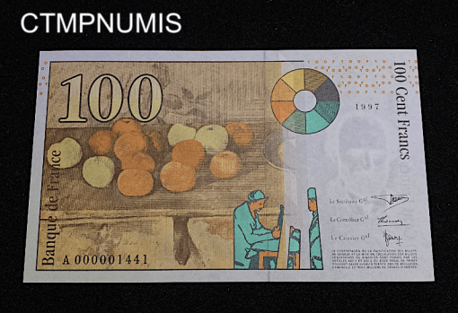 ,BILLET,100,FRANCS,CEZANNE,1997,SERIE,A,