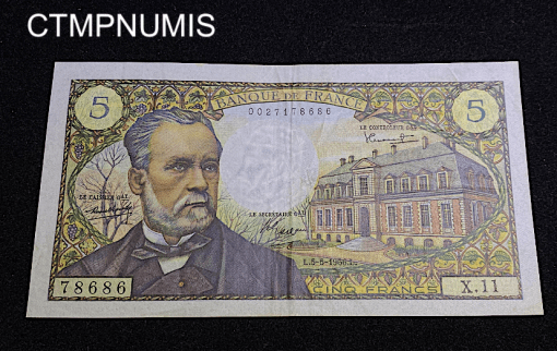 ,BILLET,5,FRANCS,PASTEUR,1966,