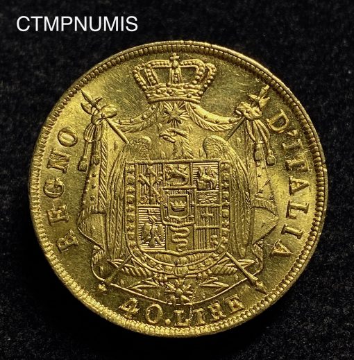 ,MONNAIE,ITALIE,40,LIRE,OR,1814,MILAN,