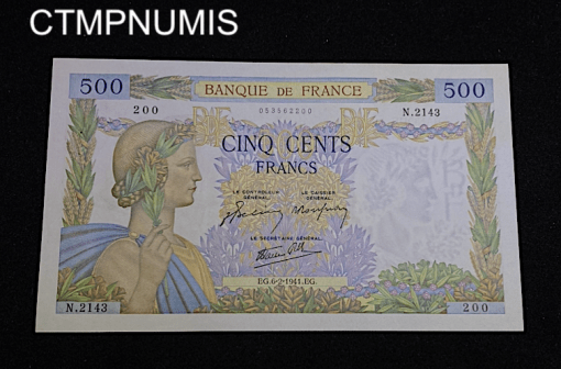 ,BILLET,500,FRANCS,LA,PAIX,1941,