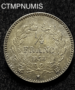 ,1/4,FRANC,ARGENT,LOUIS,PHILIPPE,1838,BB,STRASBOURG,