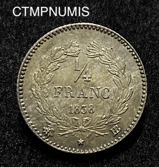 ,1/4,FRANC,ARGENT,LOUIS,PHILIPPE,1838,BB,STRASBOURG,