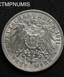 ,WURTTEMBERG,3,MARK,ARGENT,1911,F,