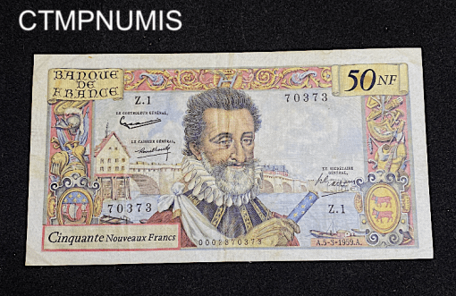 BILLET   50 NOUVEAUX  FRANCS   HENRI IV  DU  5.03.1959   TTB