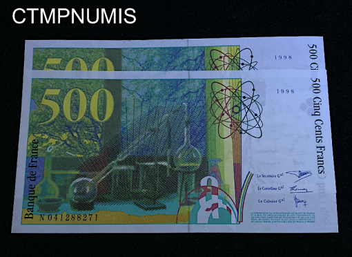 ,BILLET,500,FRANCS,MARIE,CURIIE,1998,NEUFS,