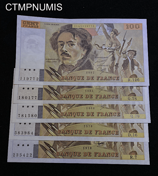 ,BILLET,100,FRANCS,DELACROIX,1978,1987,NEUFS,