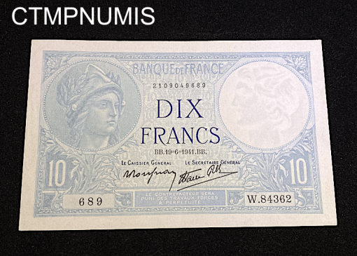 ,BILLET,10,FRANCS,MINERVE,19,6,1941,