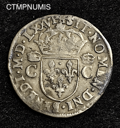 ,MONNAIE,ROYALE,1/2,TESTON,CHARLES,IX,1576,TOULOUSE,