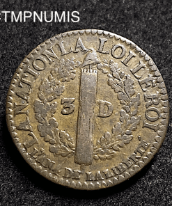 ,MONNAIE,REVOLUTION,3,DENIERS,1792,D,LYON,