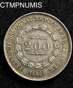 ,MONNAIE,BRESIL,200,REIS,ARGENT,1866,