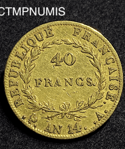 ,MONNAIE,40,FRANCS,OR,NAPOLEON,AN,14,