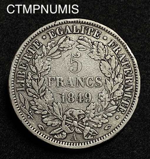 ,MONNAIE,5,FRANCS,ARGENT,CERES,1849,MAIN,MAIN,