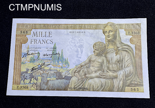 ,BILLET,1000,FRANCS,DEMETER,1943,NEUF,