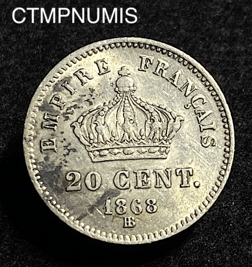 ,MONNAIE,20,CENTIMES,ARGENT,NAPOLEON,1868,BB,STRASBOURG,