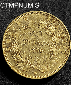 ,MONNAIE,EMPIRE,20,FRANCS,OR,NAPOLEON,1856,BB,STRASBOURG,