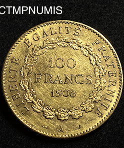 ,MONNAIE,100,FRANCS,OR,GENIE,1908,