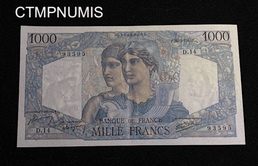 ,BILLET,1000,FRANCS,MINERVE,1945,