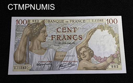 ,BILLET,100,FRANCS,SULLY,1940,NEUF,