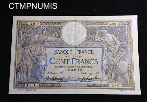 ,BILLET,100,FRANCS,MERSON,1919,