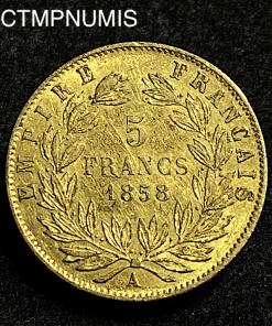 ,MONNAIE,EMPIRE,5,FRANCS,OR,NAPOLEON,1858,