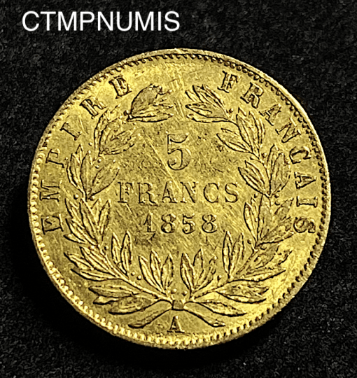 ,MONNAIE,EMPIRE,5,FRANCS,OR,NAPOLEON,1858,