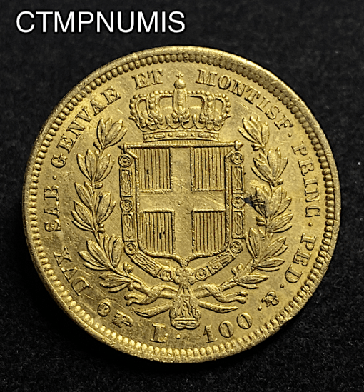 ,MONNAIE,ITALIE,100,LIRE,OR,1833,TURIN,