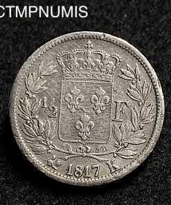 ,MONNAIE,ROYALE,LOUIS,XVIII,1/2,FRANC,1817,K,BORDEAUX,