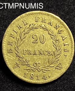 ,MONNAIE,EMPIRE,20,FRANCS,OR,NAPOLEON,1814,W,LILLE,