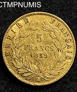,MONNAIE,EMPIRE,5,FRANCS,OR,1859,BB,STRASBOURG,