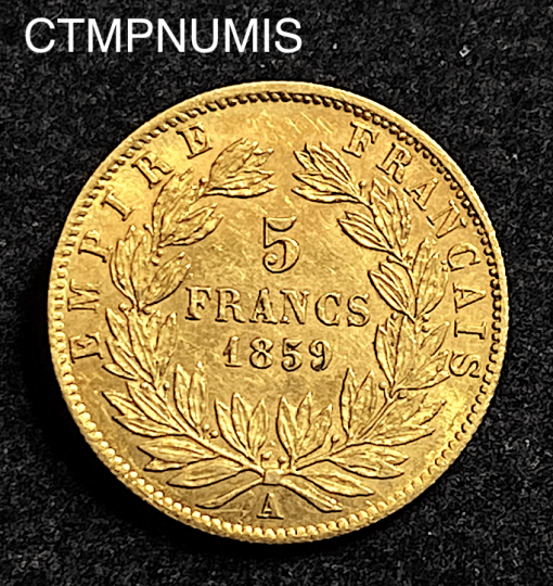 ,MONNAIE,EMPIRE,5,FRANCS,OR,NAPOLEON,1859,