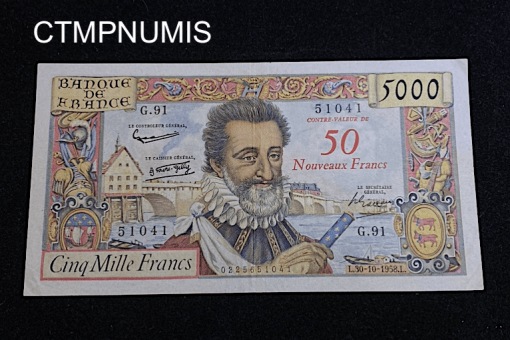 ,BILLET,50,NF,SUR,5000,FRANCS,HENRI,IV,1958,