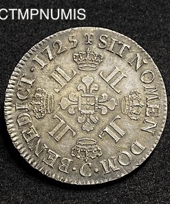 ,MONNAIE,ROYALE,LOUIS,XV,ECU,ARGENT,AUX,8,L,1725,C,CAEN,