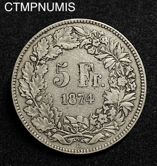 ,MONNAIE,SUISSE,5,FRANCS,ARGENT,1874,