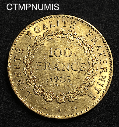 ,MONNAIE,100,FRANCS,OR,GENIE,1909,