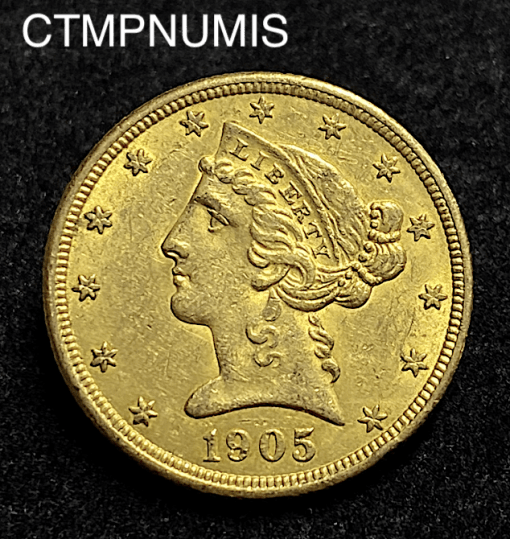,MONNAIE,ETATS,UNIS,5,DOLLAR,OR,1905,