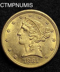 ,MONNAIE,ETATS,UNIS,5,DOLLAR,OR,1881,