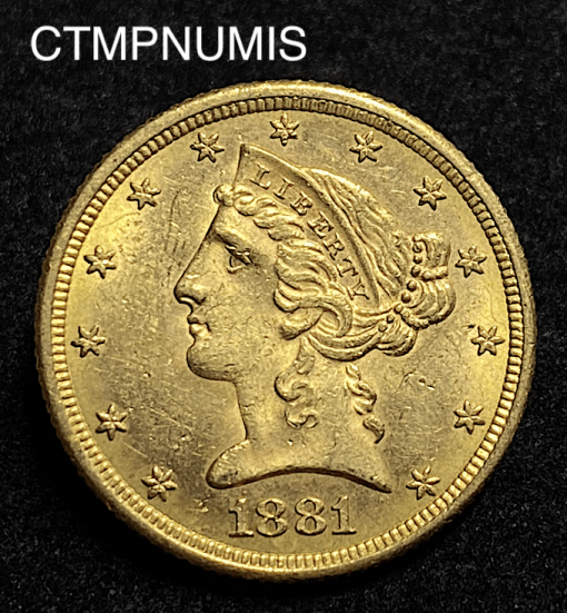 ,MONNAIE,ETATS,UNIS,5,DOLLAR,OR,1881,